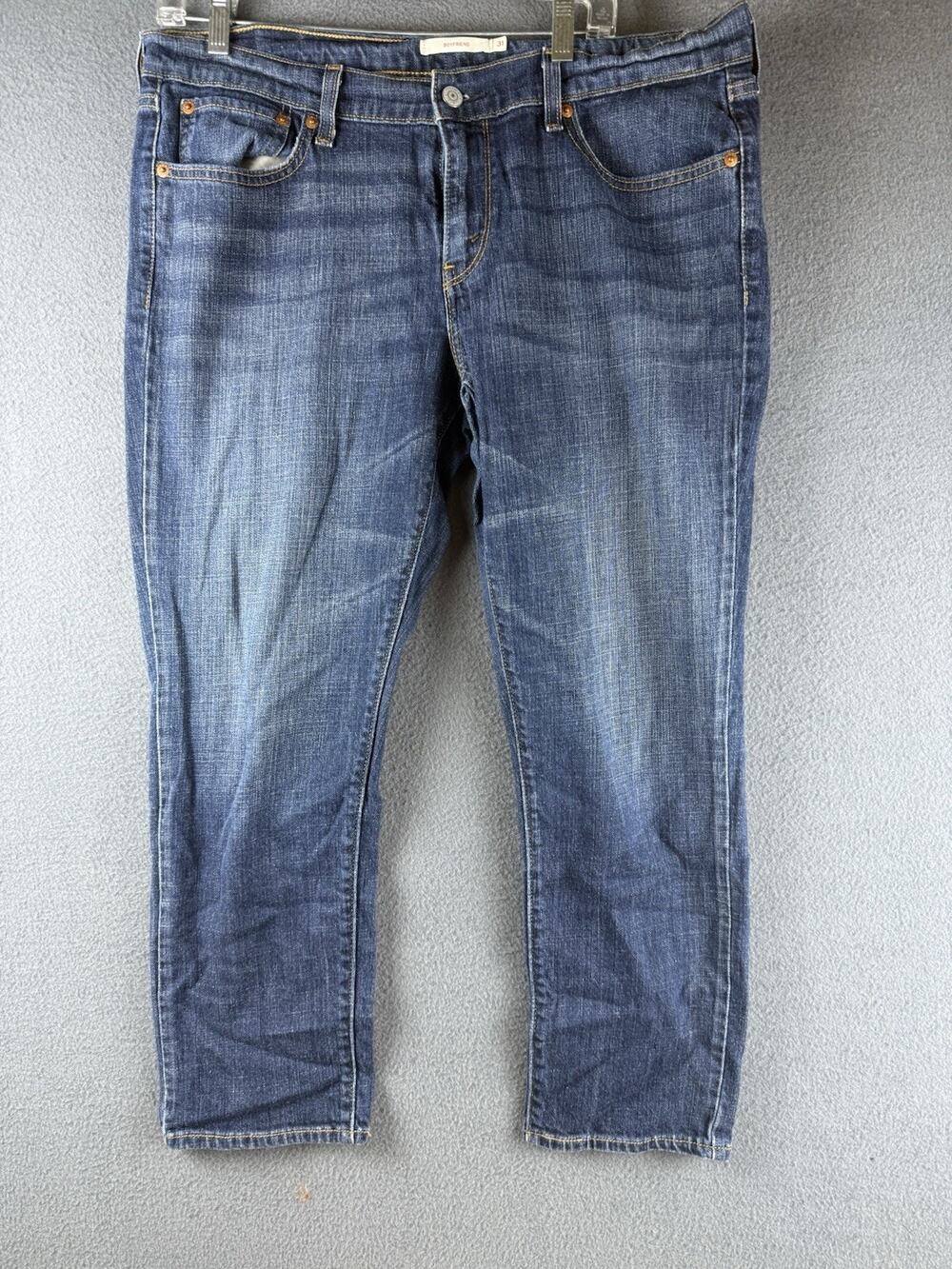 Levi’s Boyfriend Jeans Size 31 Women’s Dark Wash Stretch Denim Casual Mid Rise